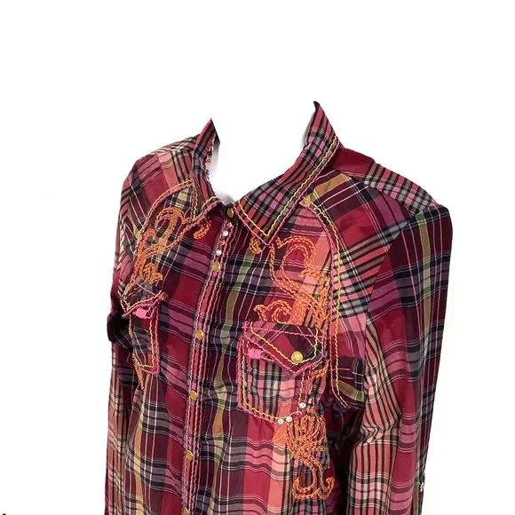 EUC LS plaid top by Roar - Picture 3 of 15